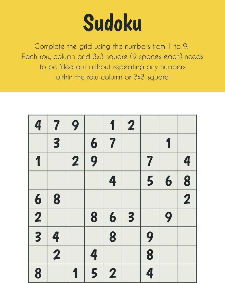 sudoku educativo foglio. primario modulo per numerico capacità. 5-6 anni vecchio. educativo lenzuola serie vettore