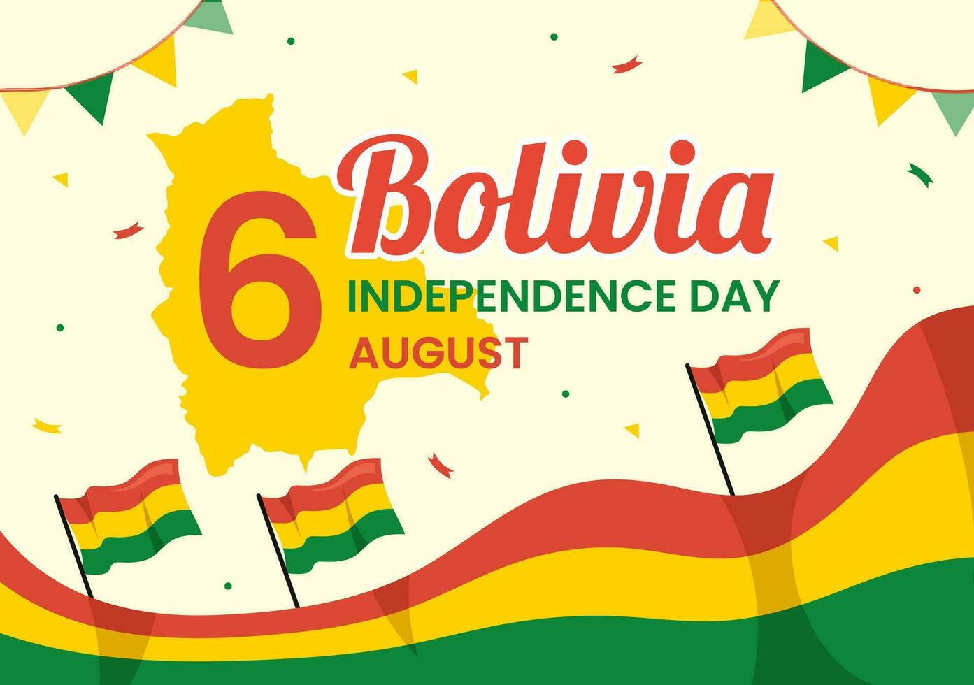 Bolivia indipendenza giorno vettore illustrazione su 6 agosto con Festival nazionale vacanza nel piatto cartone animato mano disegnato atterraggio pagina sfondo modelli