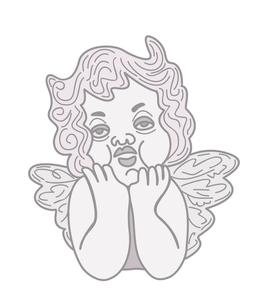 Cupido angelo. vettore isolato illustrazione nel pastello colori.