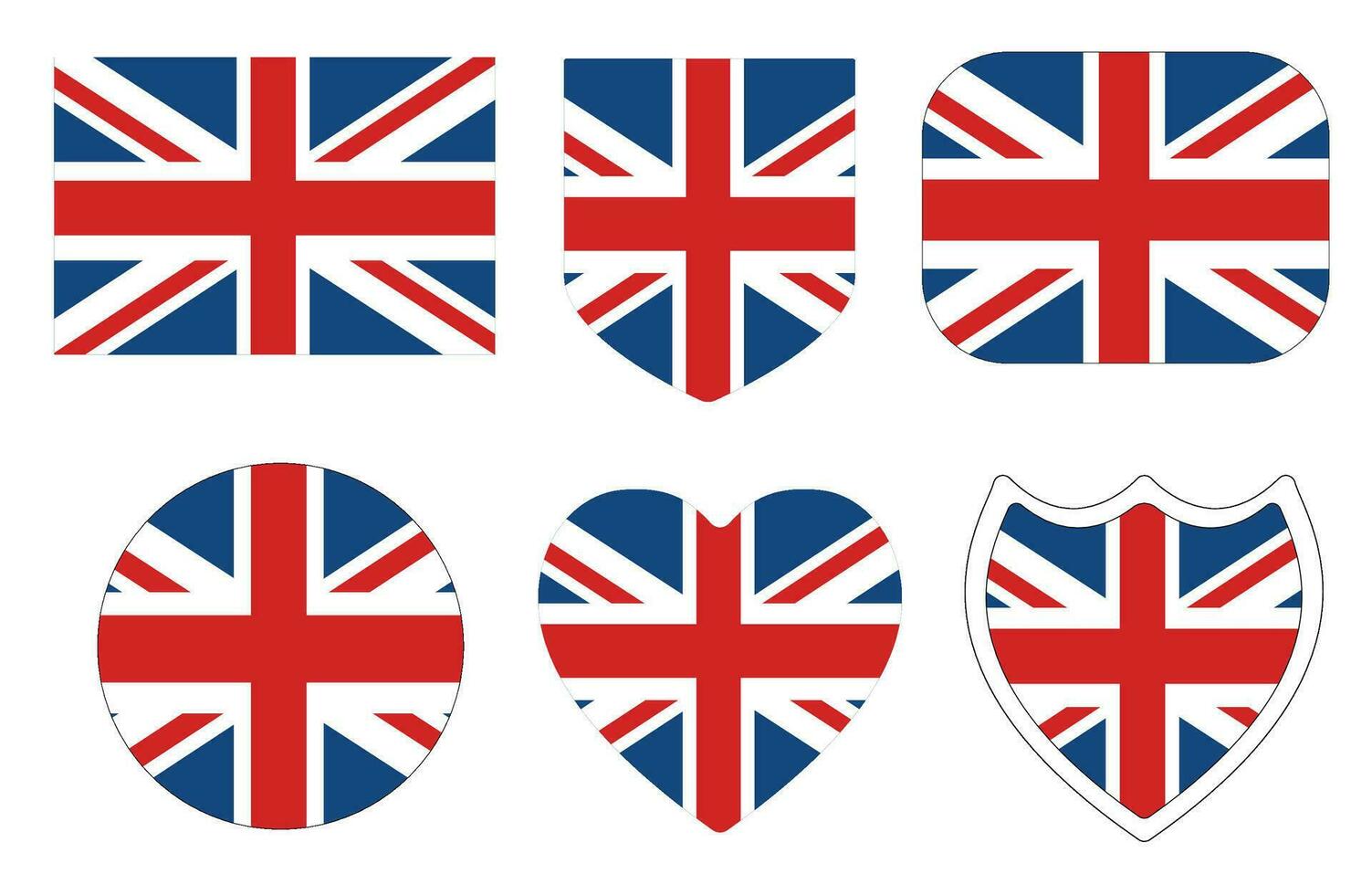 unito regno bandiera nel design forma impostare. bandiera di UK nel design forma impostare. vettore