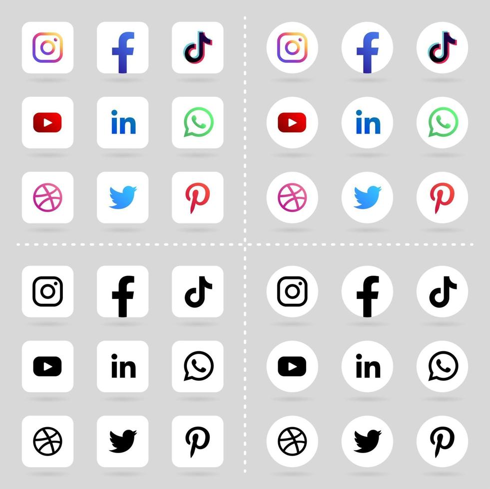 set di set di logo icona social media vettore