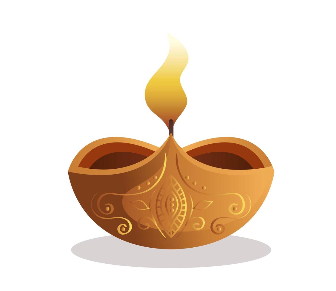 felice diwali diya candela isolato disegno vettoriale