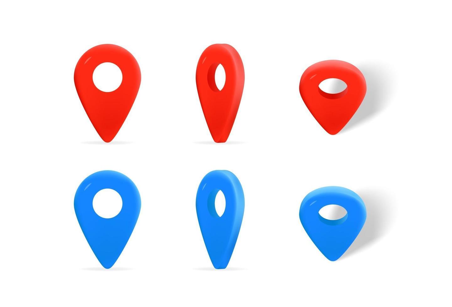 perni di mappa rossi e blu isolati su sfondo bianco vettore