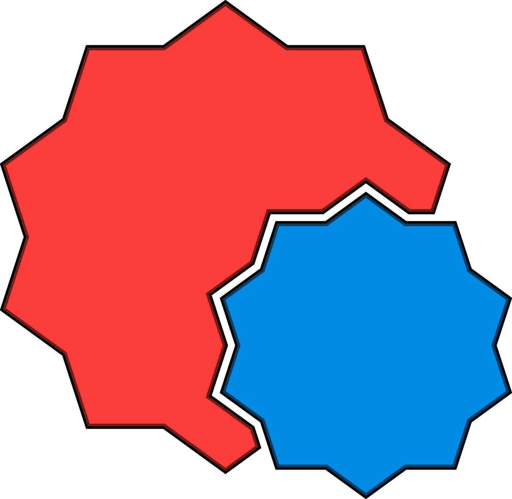 piatto stile icona di adesivi nel blu e rosso colore. vettore