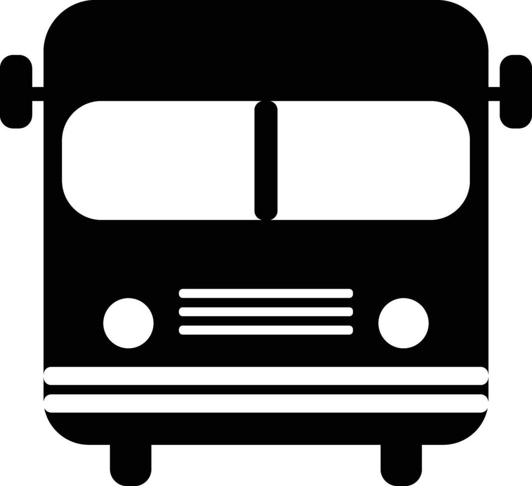 davanti Visualizza di autobus icona nel nero e bianca colore. vettore