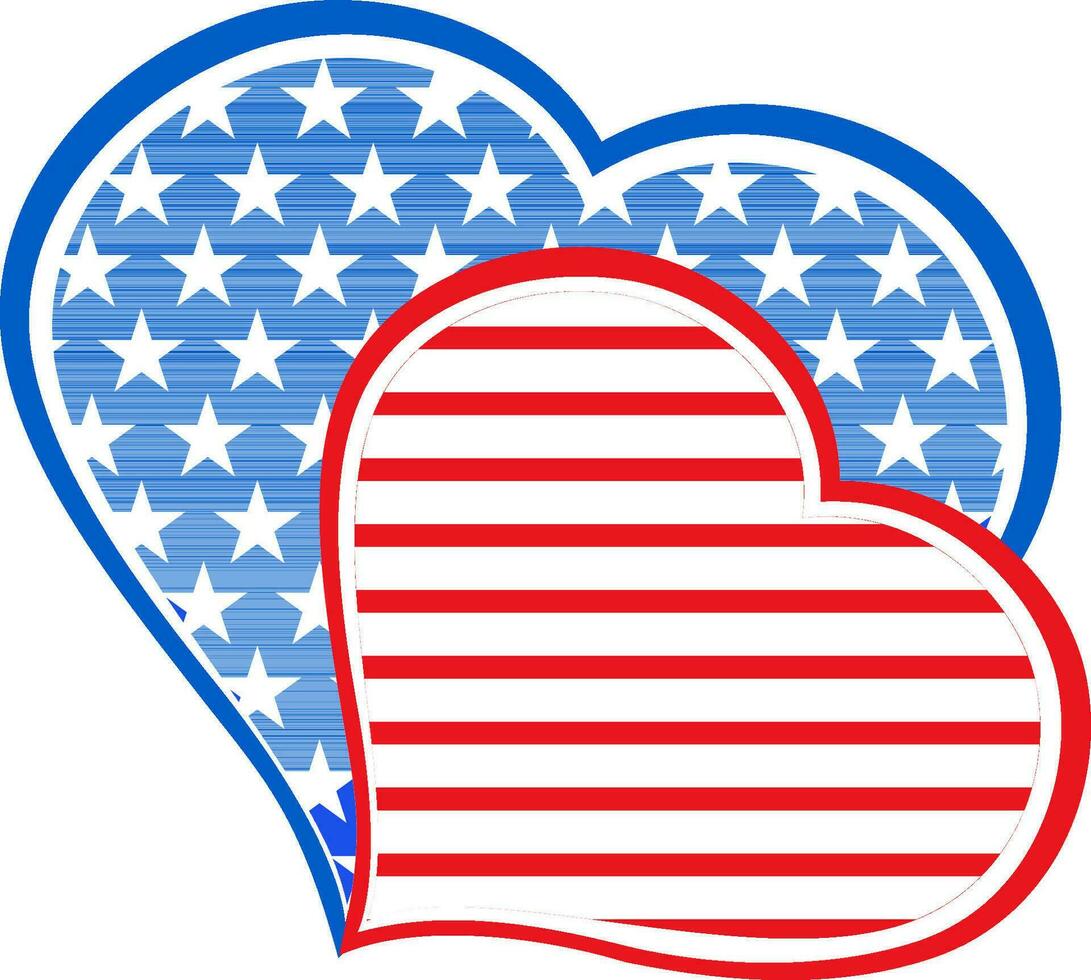 americano bandiera colori cuore design. vettore