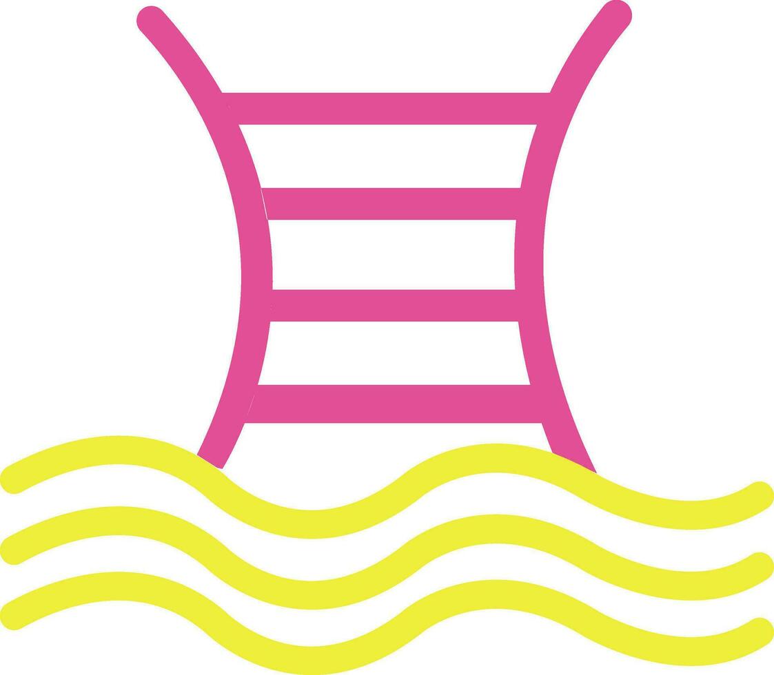 rosa e giallo piscina scala a pioli. vettore