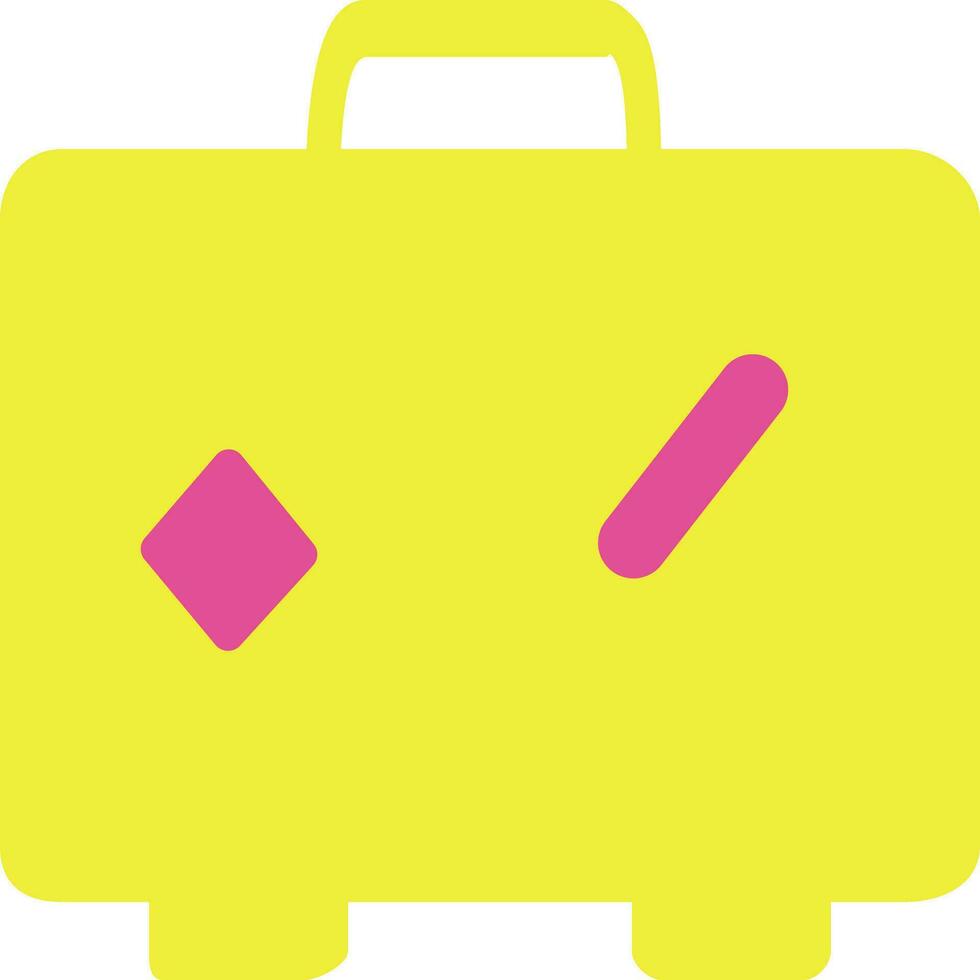 giallo e rosa bagaglio Borsa nel piatto stile. vettore