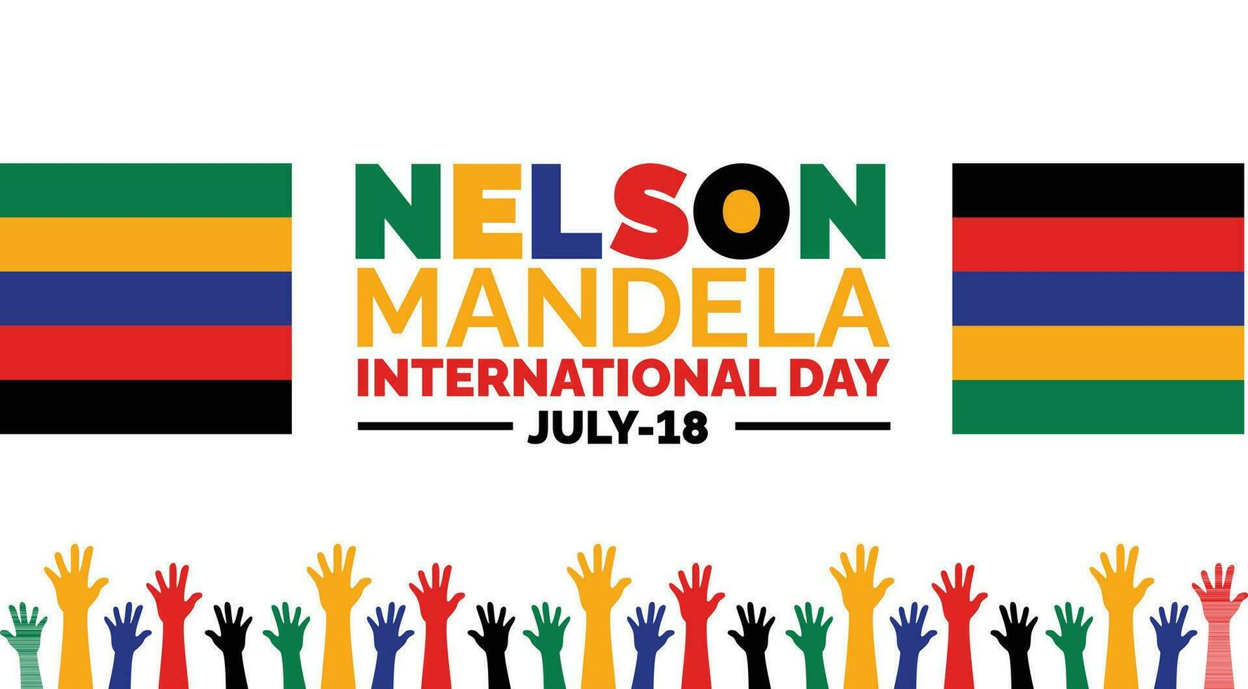 Nelson mandela internazionale giorno sfondo, striscione, manifesto e carta design modello con standard colore celebre nel luglio. vettore