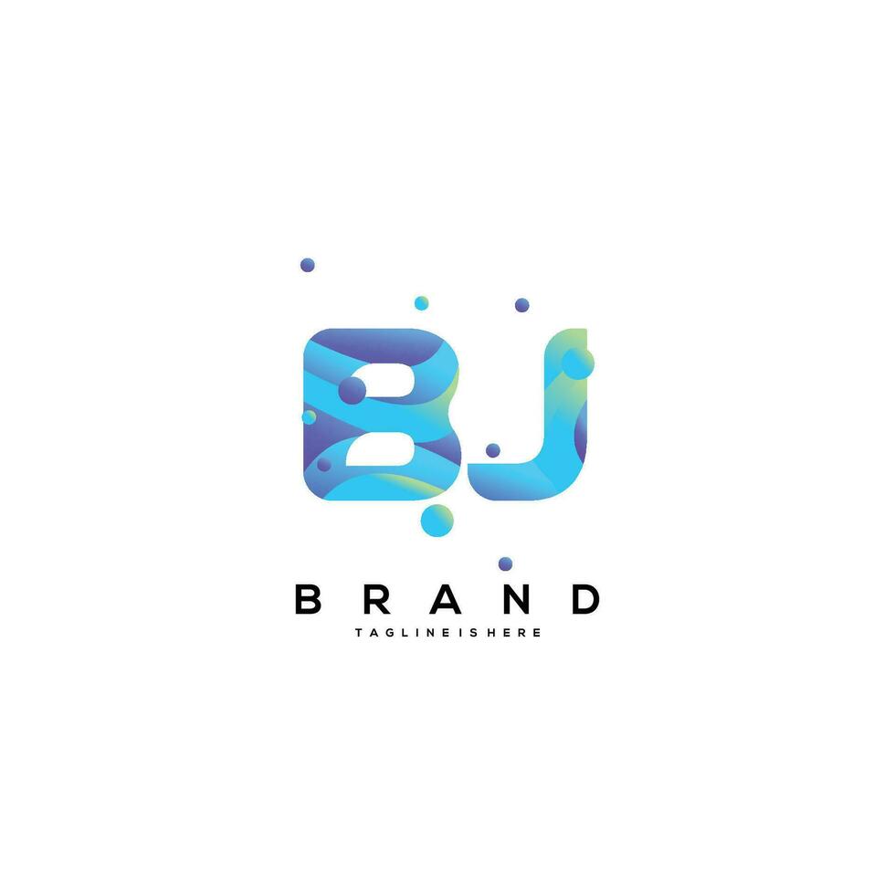 iniziale lettera bj logo design con colorato stile arte vettore