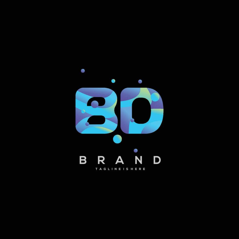 iniziale lettera bd logo design con colorato stile arte vettore
