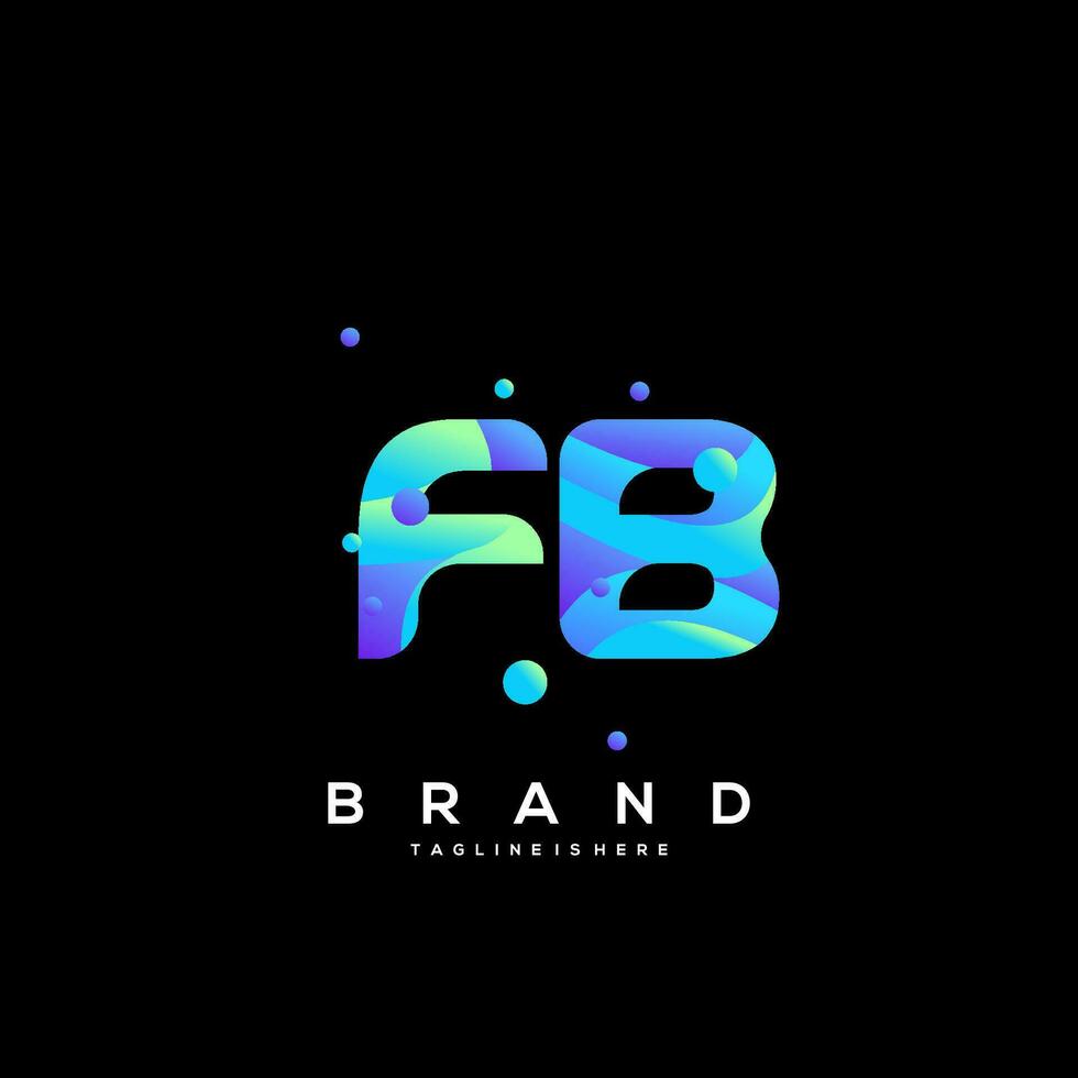 fb iniziale logo con colorato modello vettore. vettore