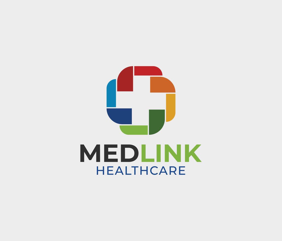 medico logo, più, forma, amore, Salute, cura, vettore, medlink logo vettore