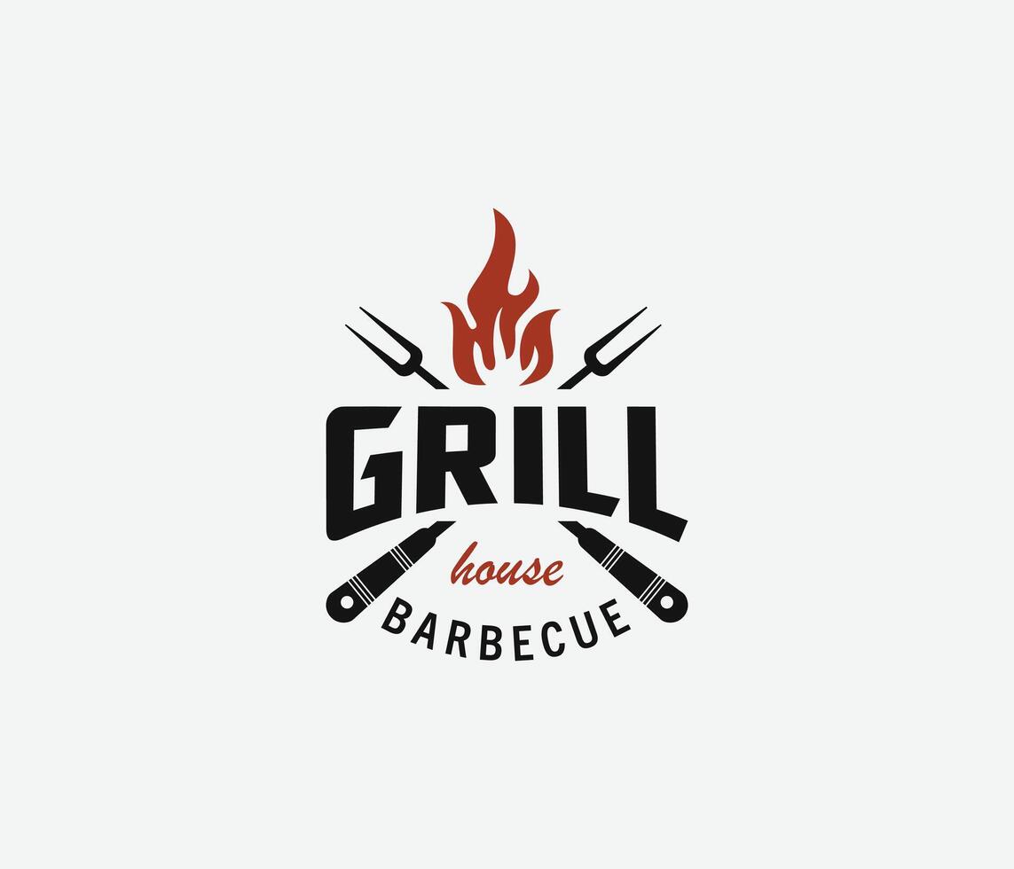 fuoco, arrosto, Casa, cucchiaio, forchetta, fiamma, barbecue, barbecue, griglia logo vettori, semplice, minimo logo vettore