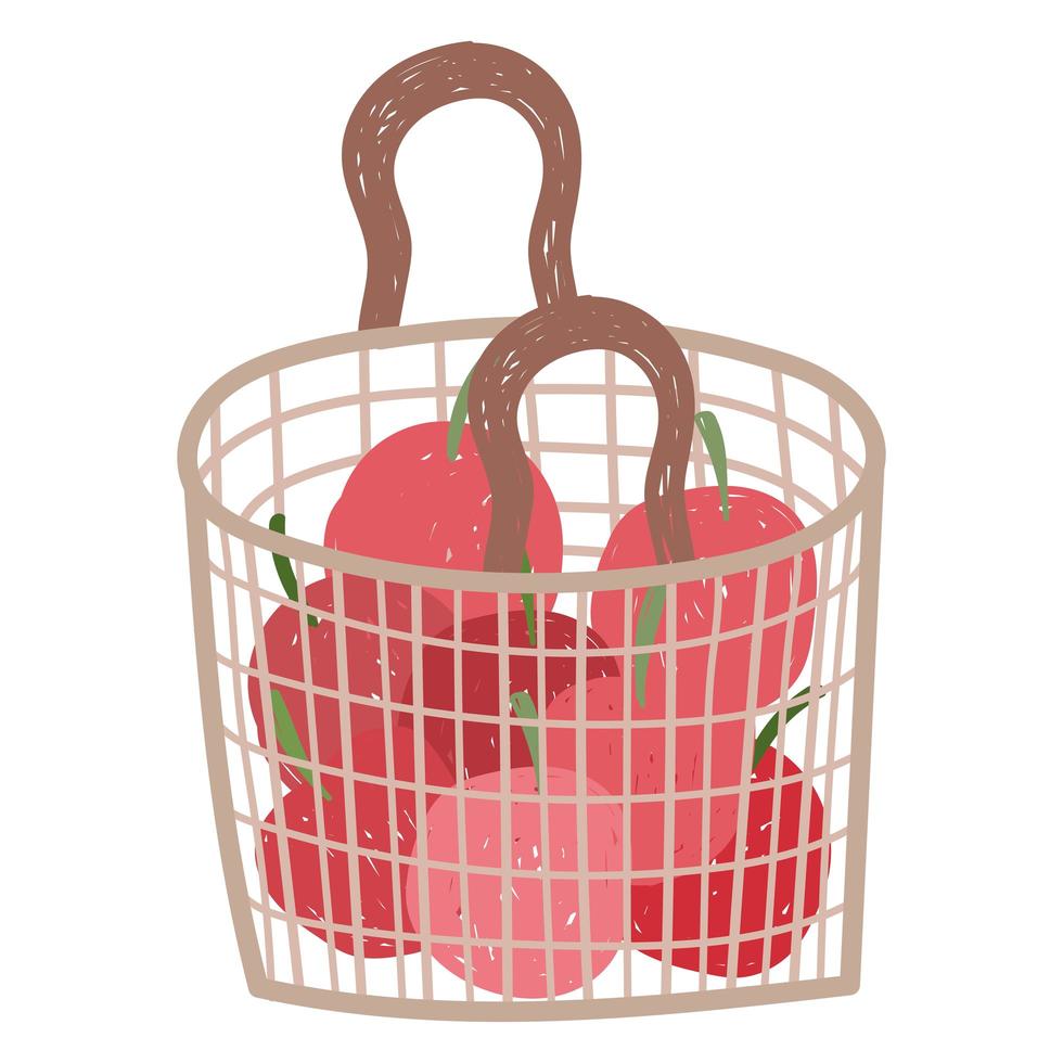 cestino di ecologia di giardinaggio con pomodori di verdure vettore