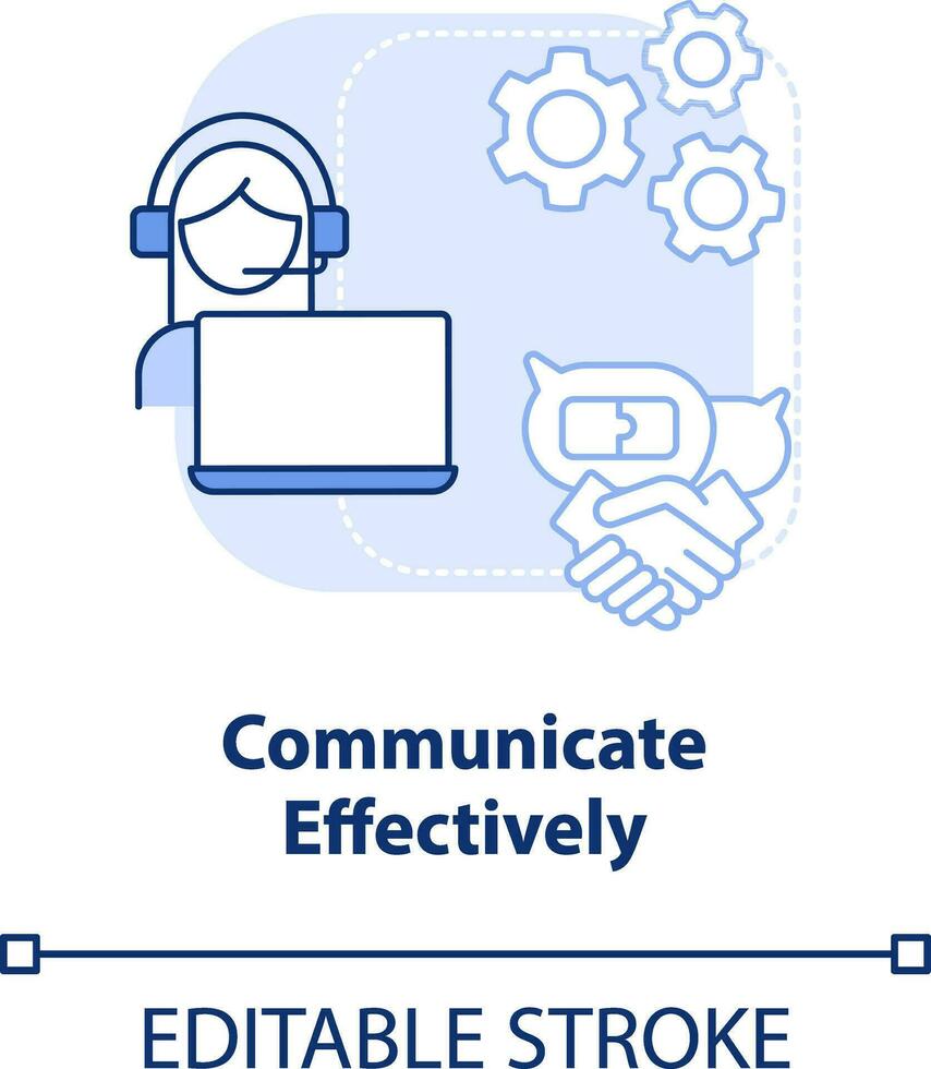 comunicare effettivamente leggero blu concetto icona. indirizzamento covid urto su la logistica astratto idea magro linea illustrazione. isolato schema disegno. modificabile ictus vettore