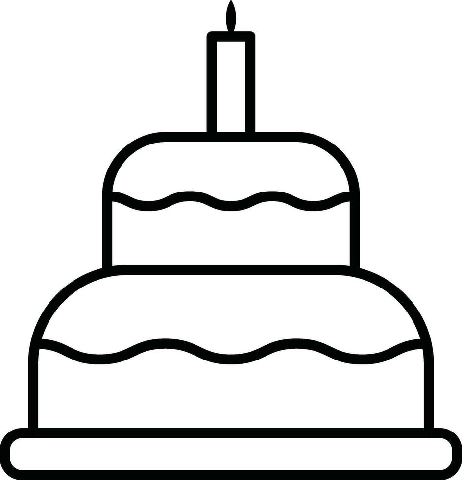 linea arte illustrazione di candela su torta icona. vettore