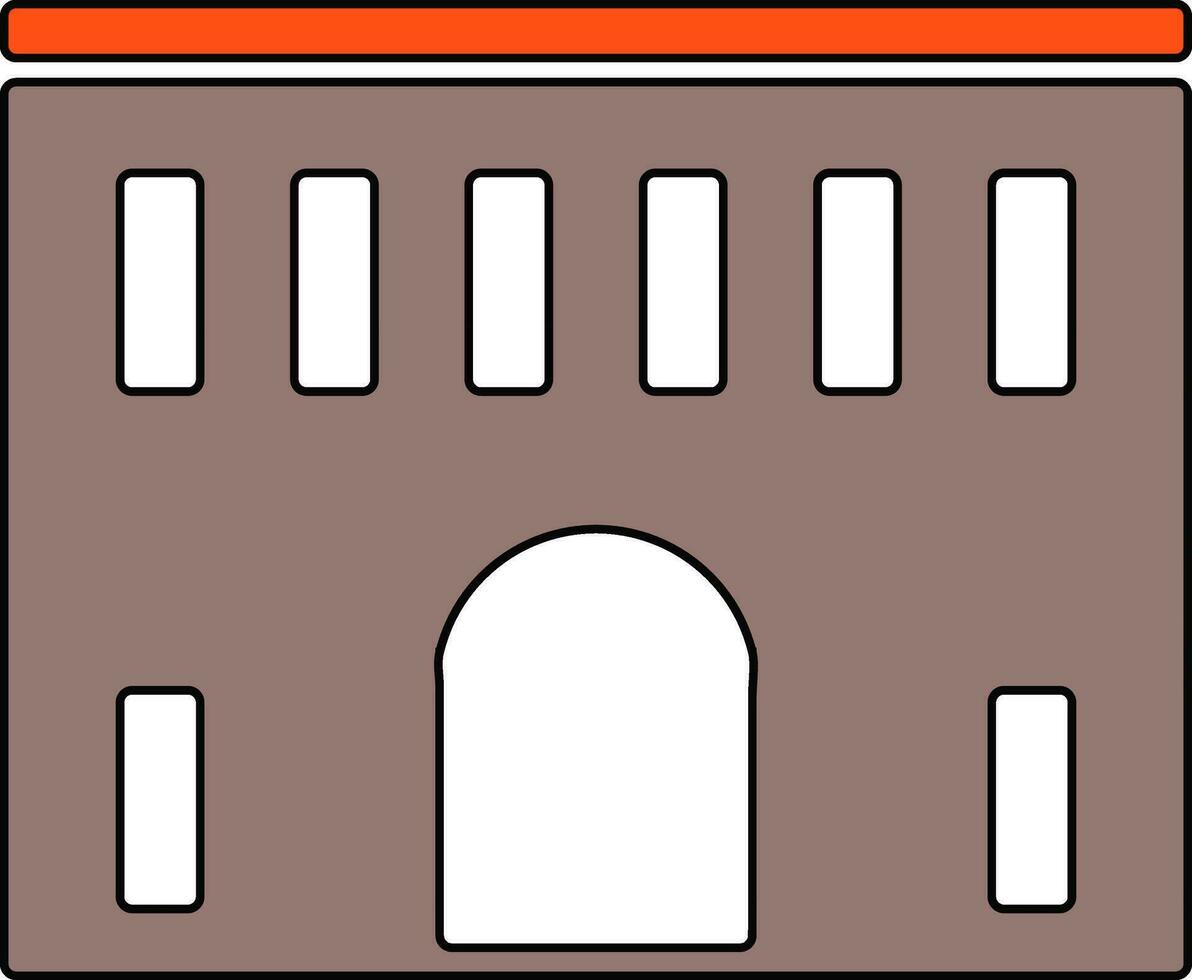 Marrone e bianca edificio nel piatto stile illustrazione. vettore