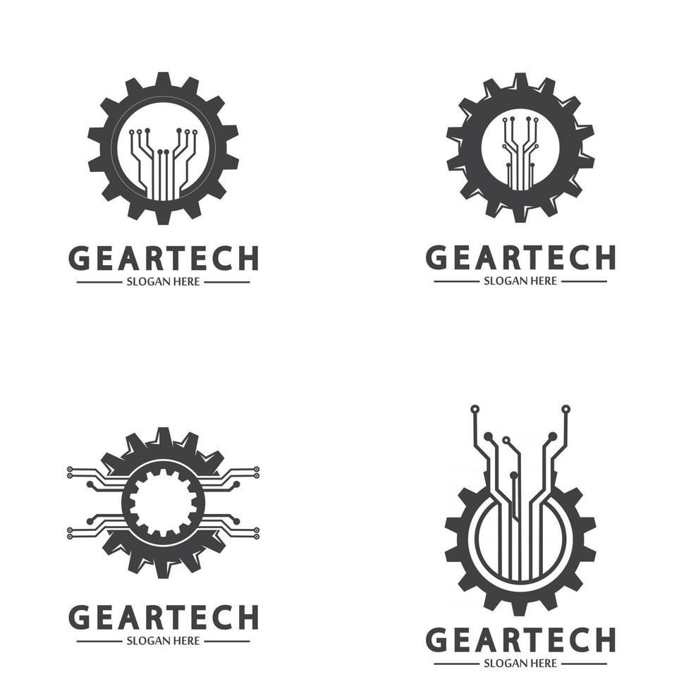 modello di progettazione di vettore di logo di ingranaggi tecnologici