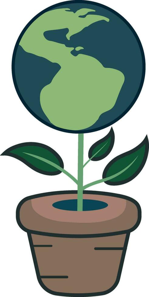 piatto illustrazione di terra pianta vaso icona. vettore