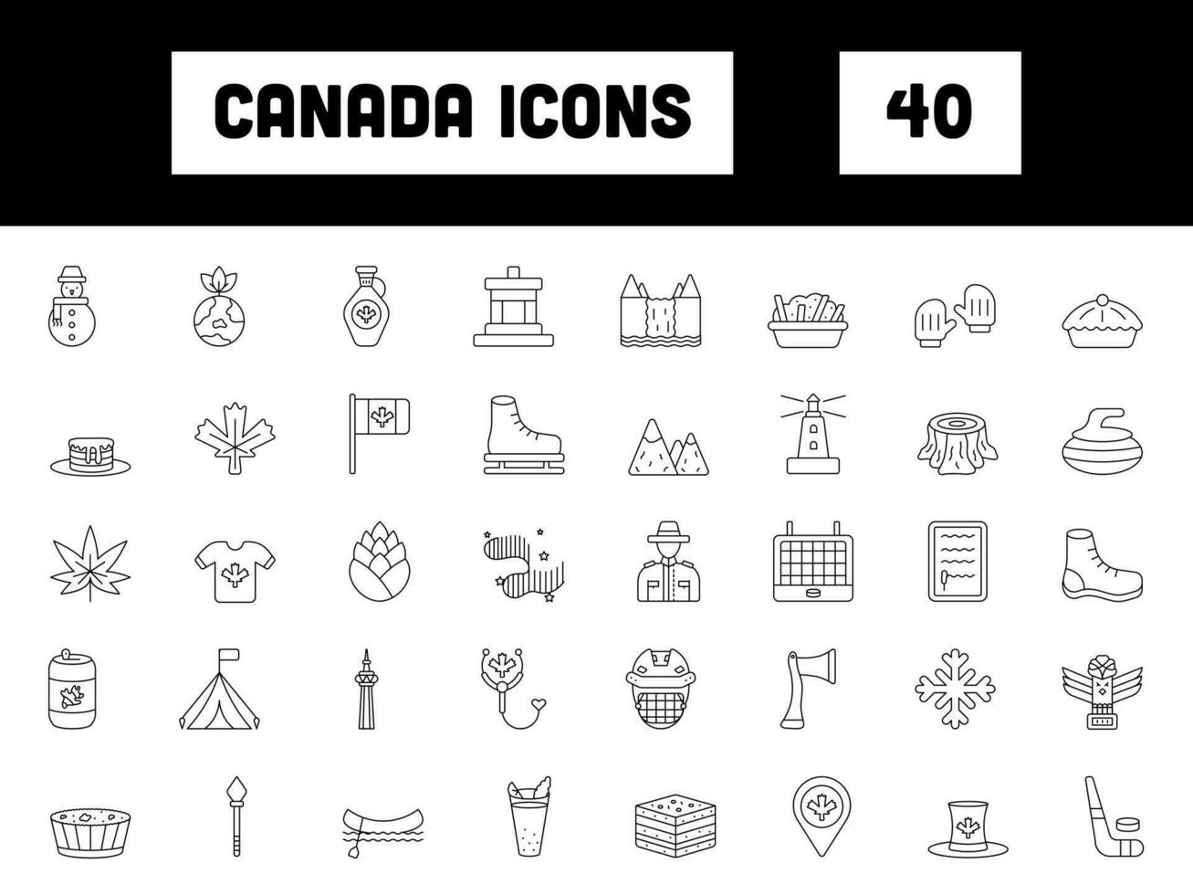 nero ictus Canada icona o simbolo impostare. vettore