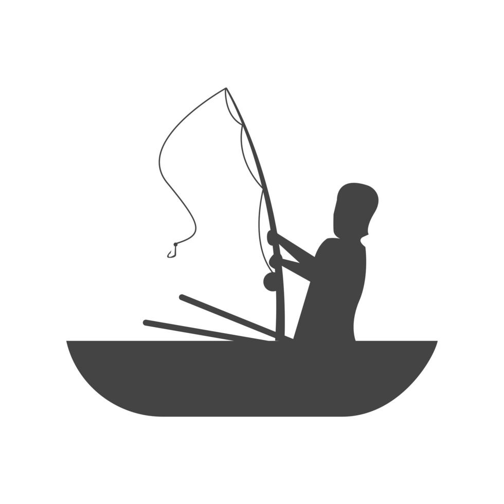 icona di sagoma di pescatore vettore