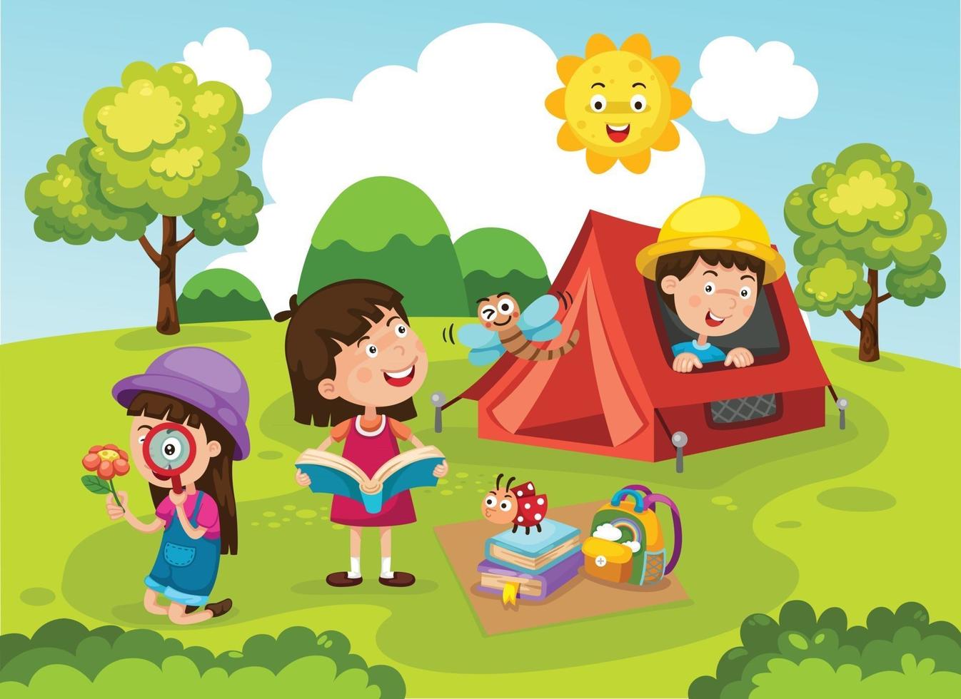 illustrazione del vettore del campo estivo per bambini