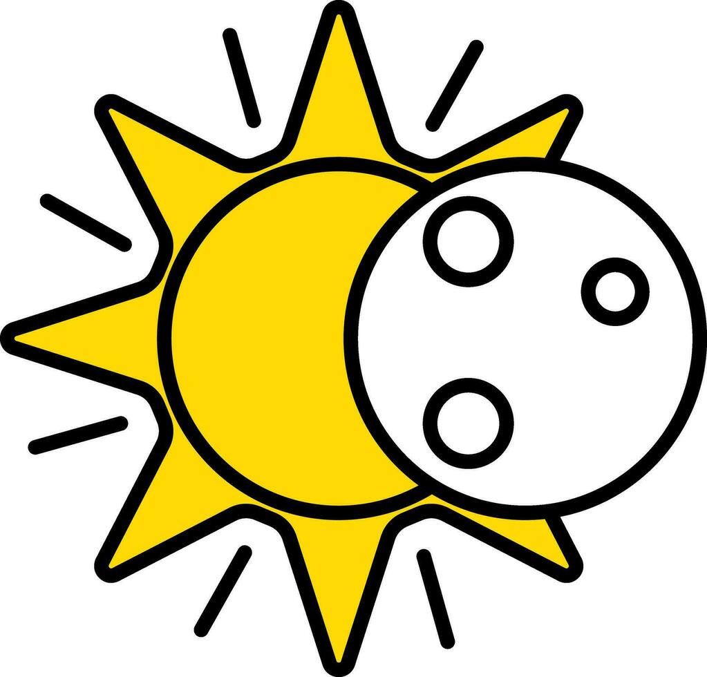 isolato solare eclisse icona nel bianca e giallo colore. vettore