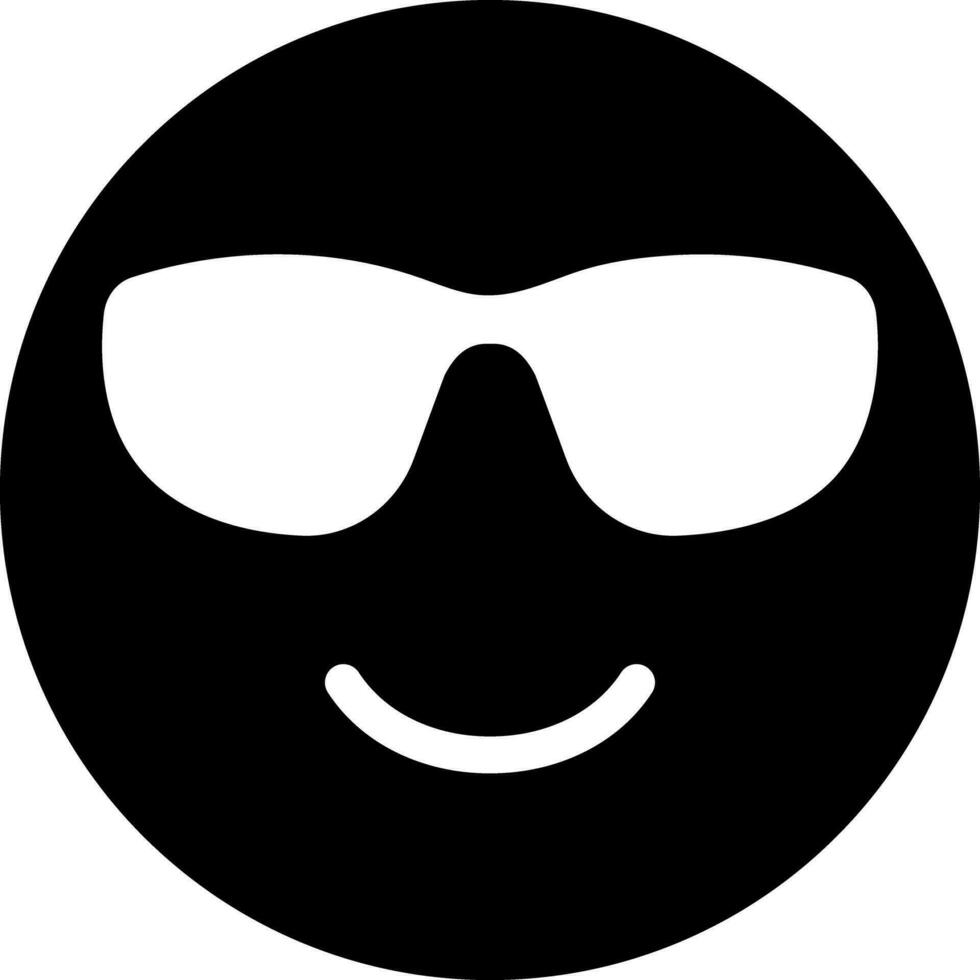 illustrazione di occhiali o freddo emoji viso personaggio glifo icona. vettore