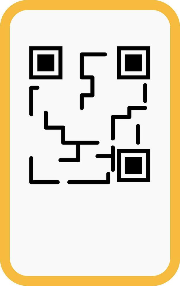 qr codice Telefono schermo piatto icona nel giallo e nero colore. vettore