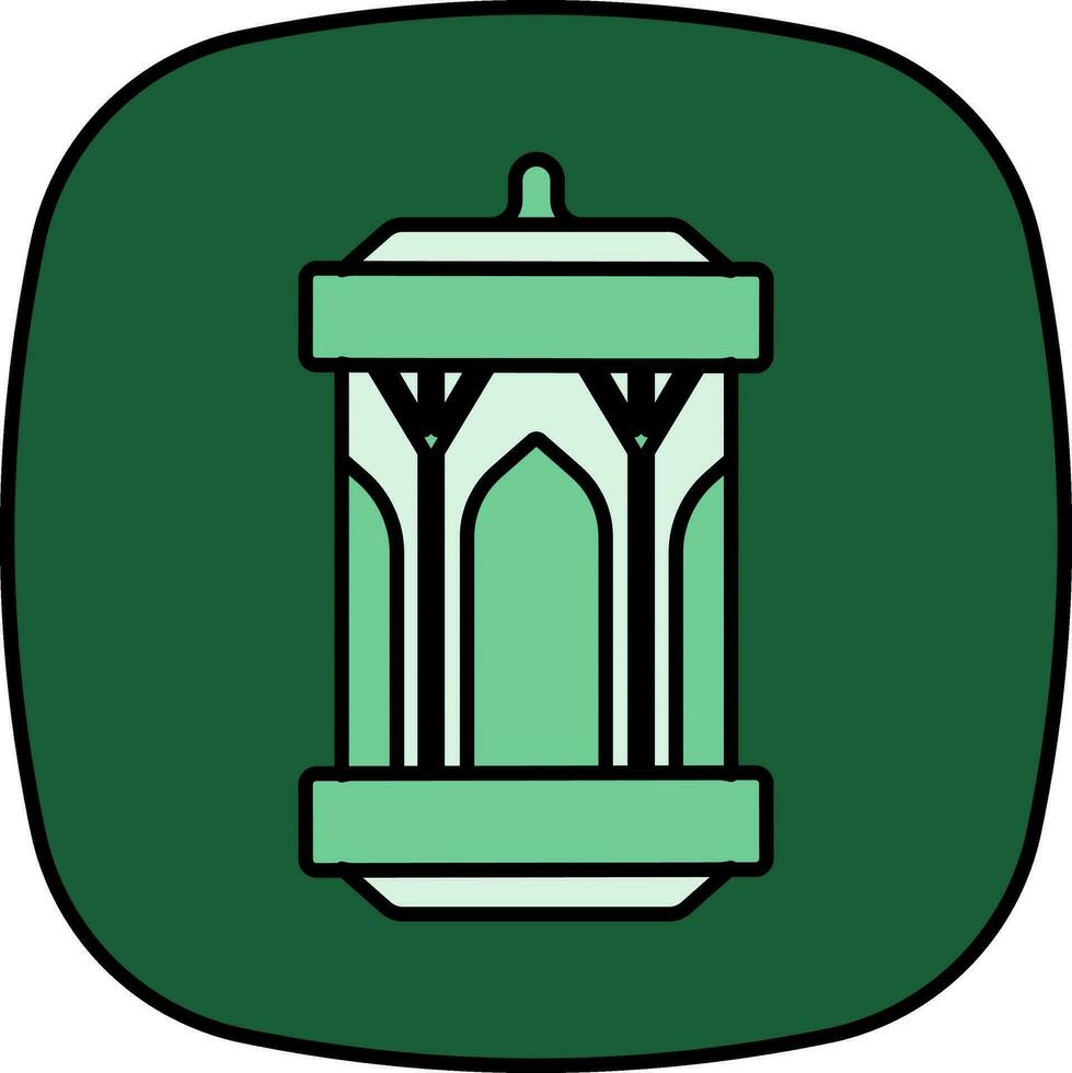 Arabo lanterna icona su verde sfondo. vettore