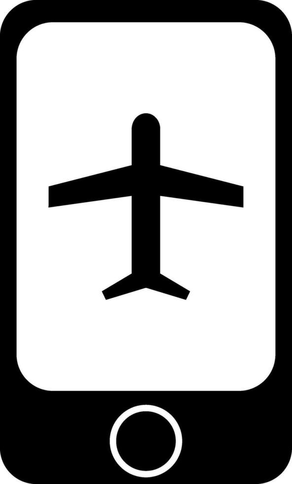nero aereo nel un' smartphone icona in linea prenotazione concetto. vettore