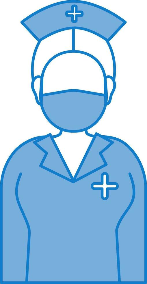 illustrazione di infermiera indossare maschera icona nel blu e bianca colore. vettore
