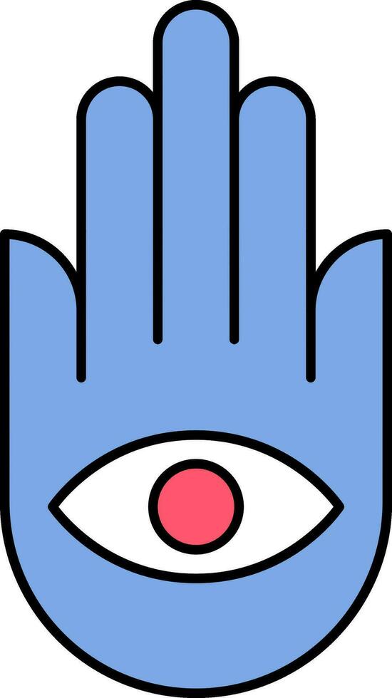 piatto stile occhio simbolo mano blu icona. vettore
