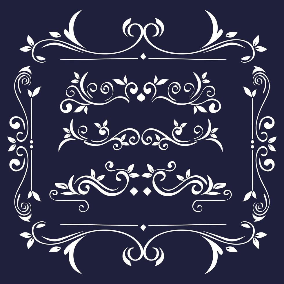 ornamenti bianchi nel telaio su sfondo blu disegno vettoriale