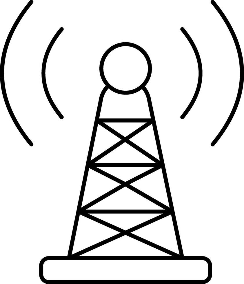 nero magro linea arte di segnale Torre icona. vettore