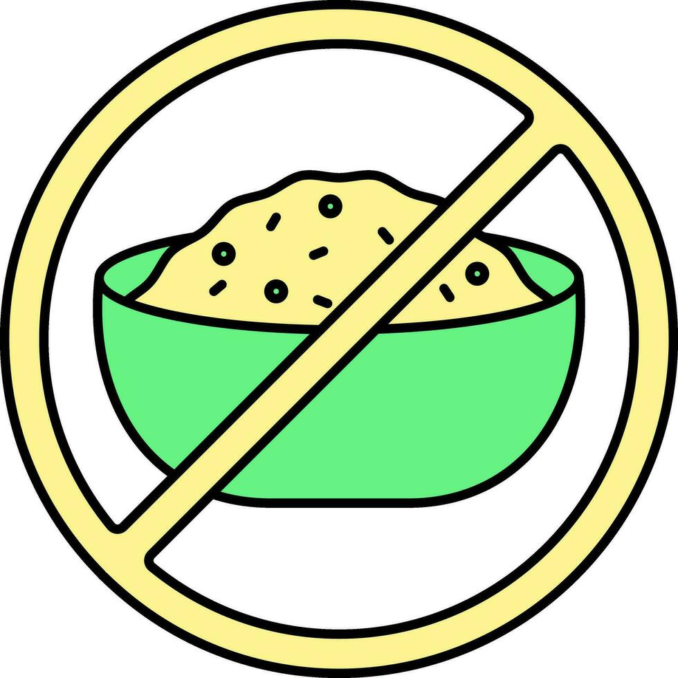 verde e giallo illustrazione di no cibo icona o simbolo. vettore