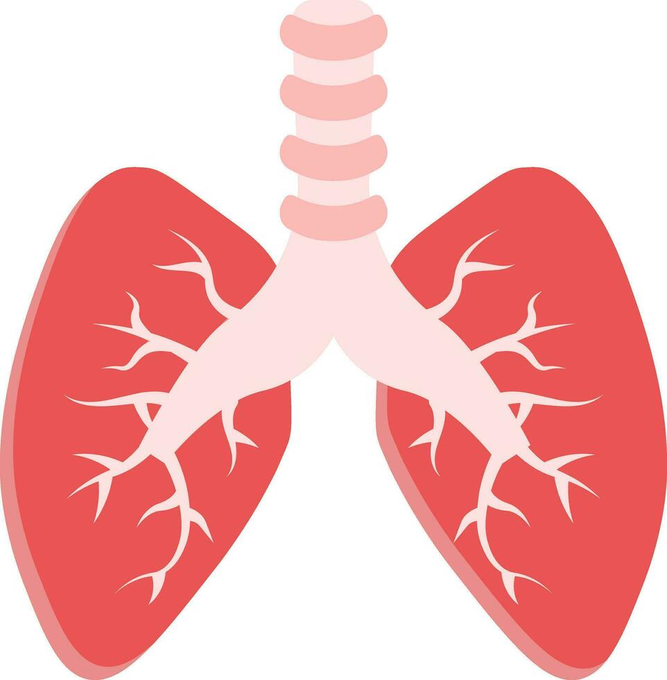 piatto stile polmoni umano organo icona nel rosso colore. vettore