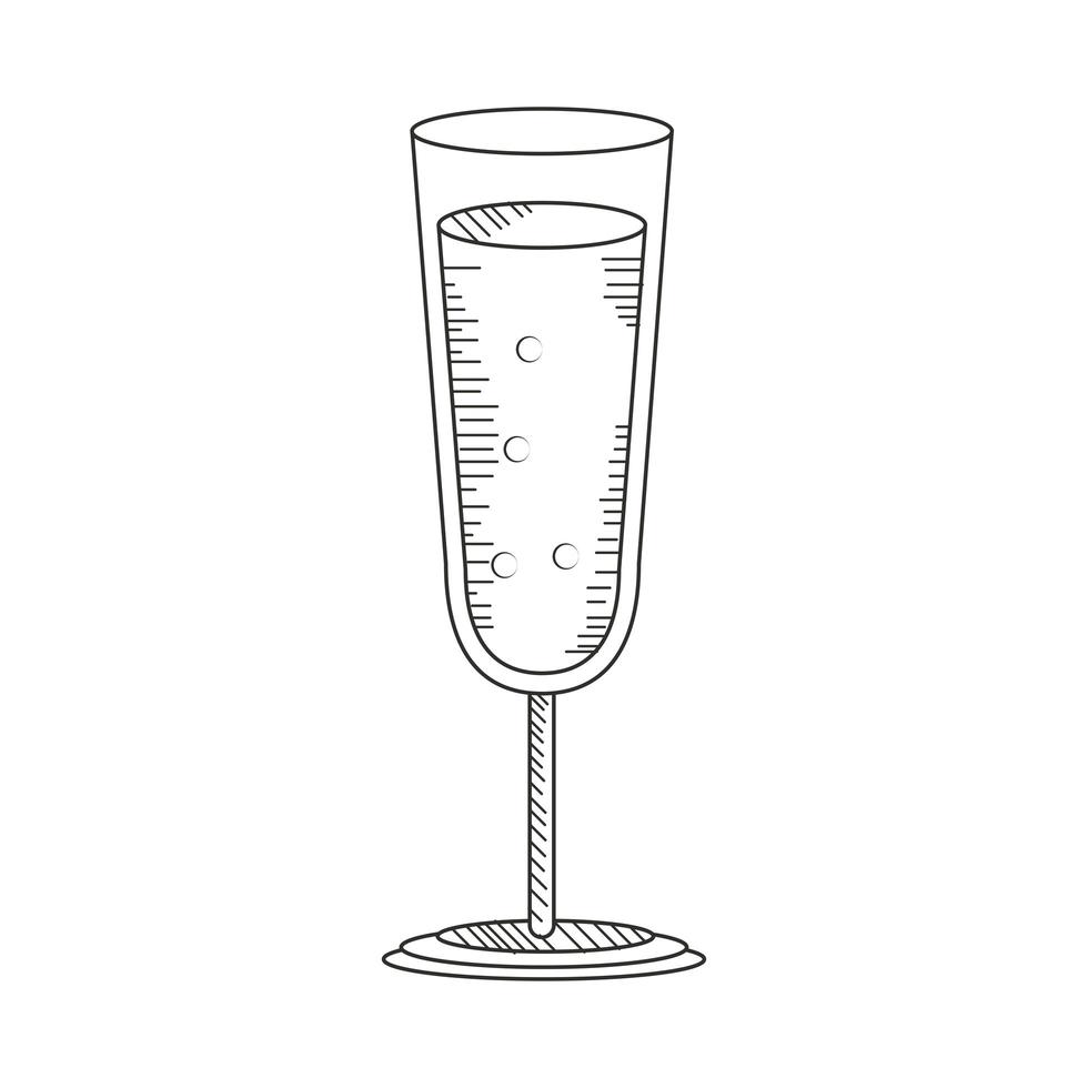 schizzo di bicchiere di champagne vettore