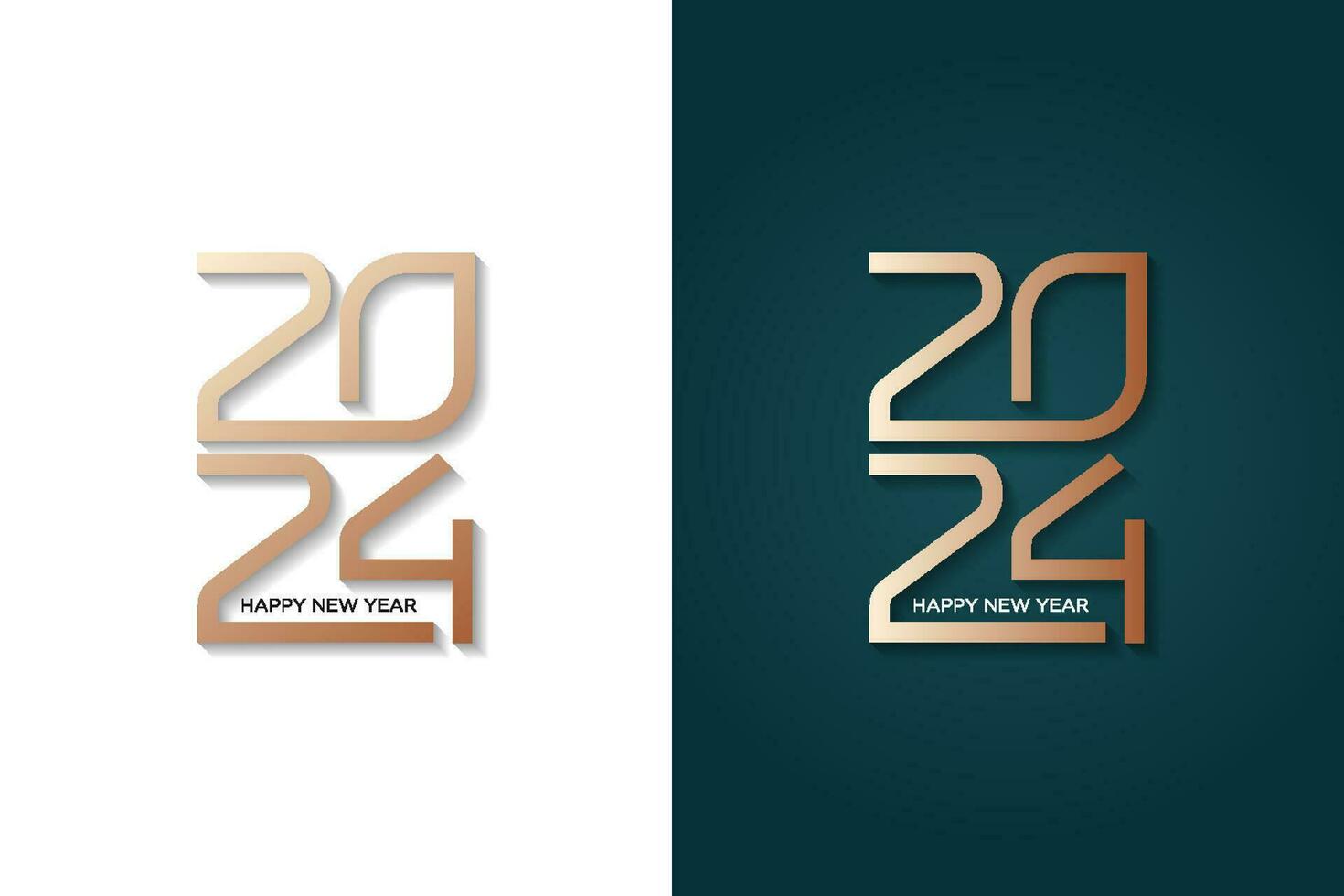 contento nuovo anno 2024 design sovrapposizione oro colore vettore