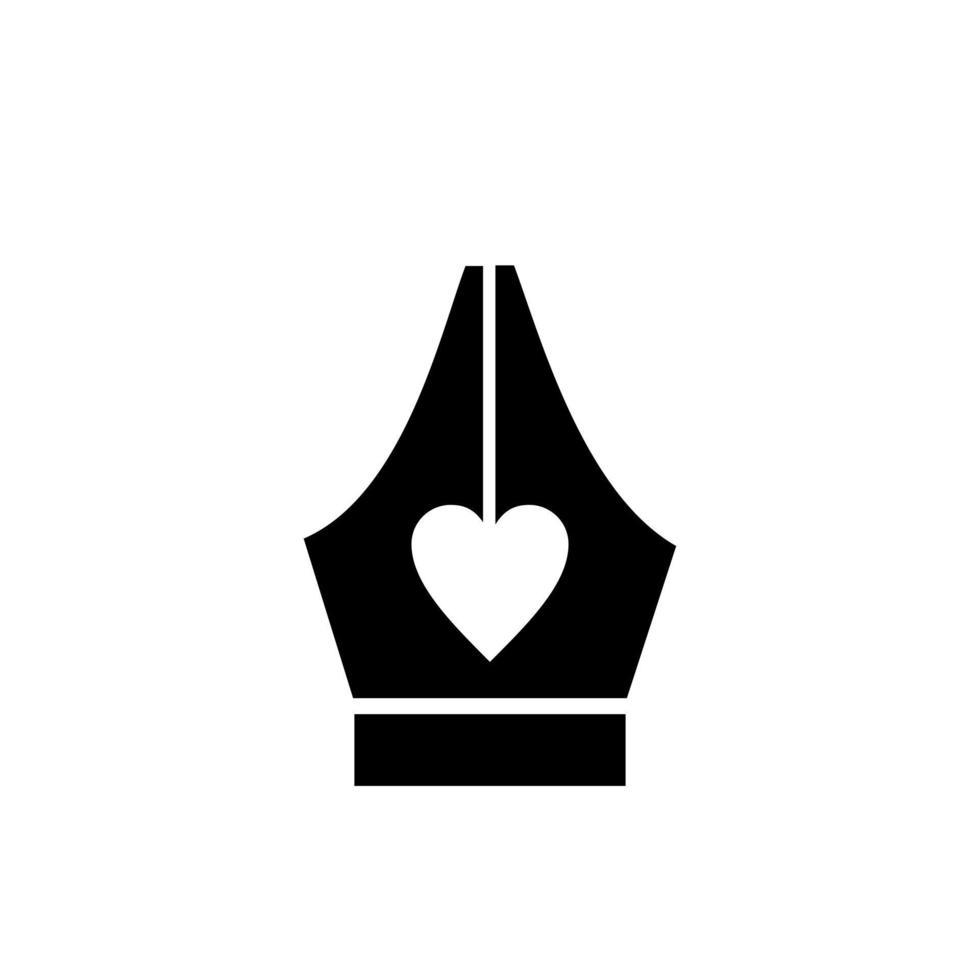 amore scrivere il concetto di logo amore icona del cuore con la penna pennino icona vettore illustrazione design