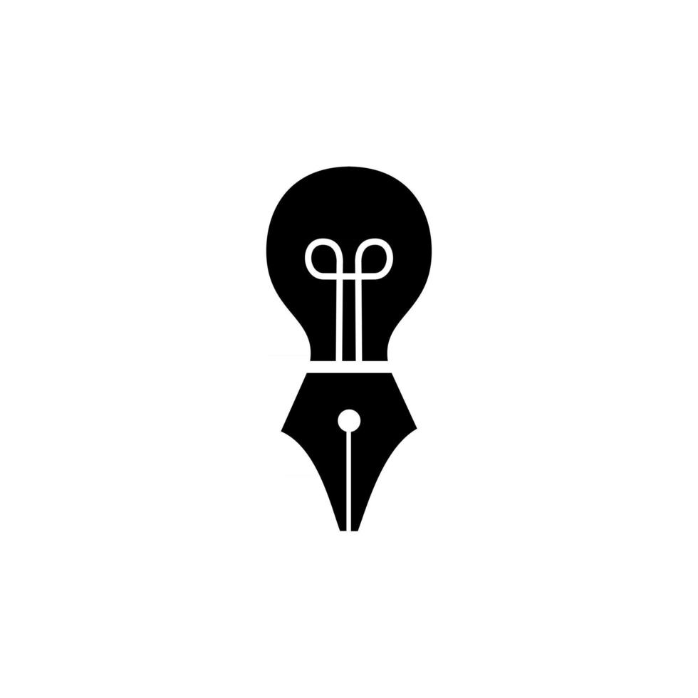 penna con idea creativa della lampadina per progettazione dell'illustrazione del modello di logo di vettore di istruzione e di affari