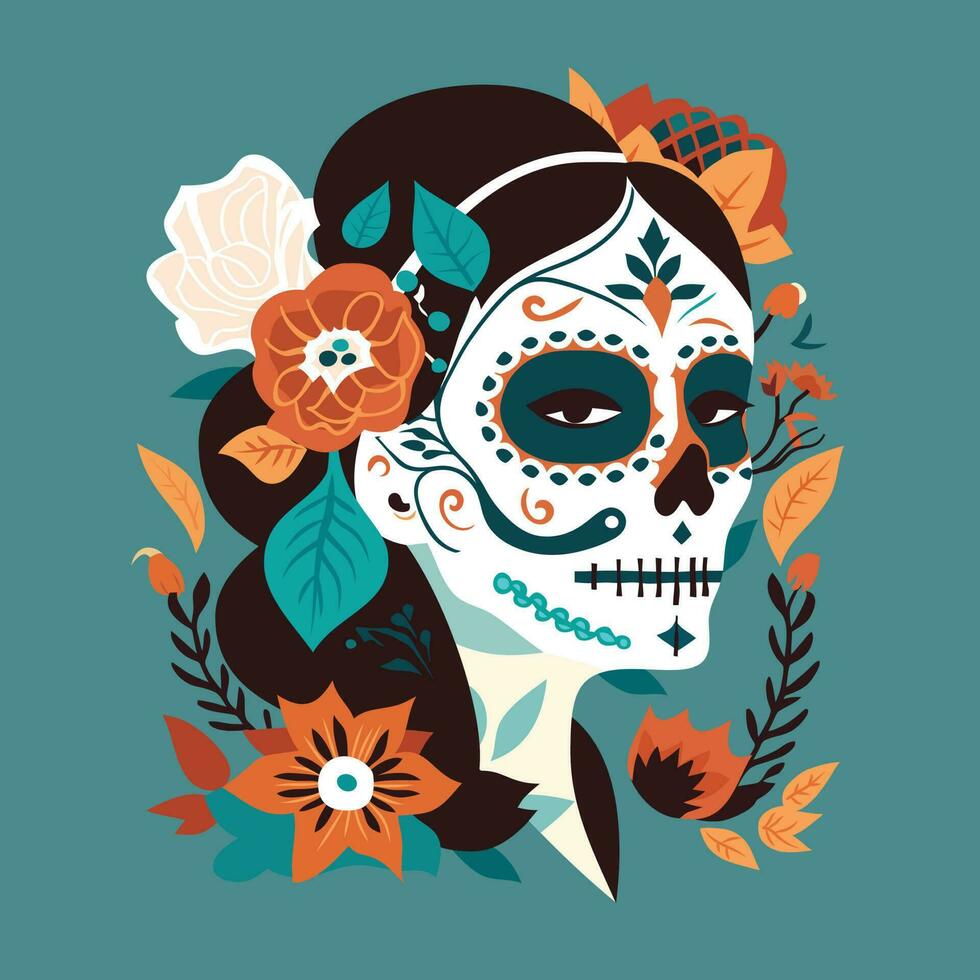 dia de muertos zucchero cranio donna vettore