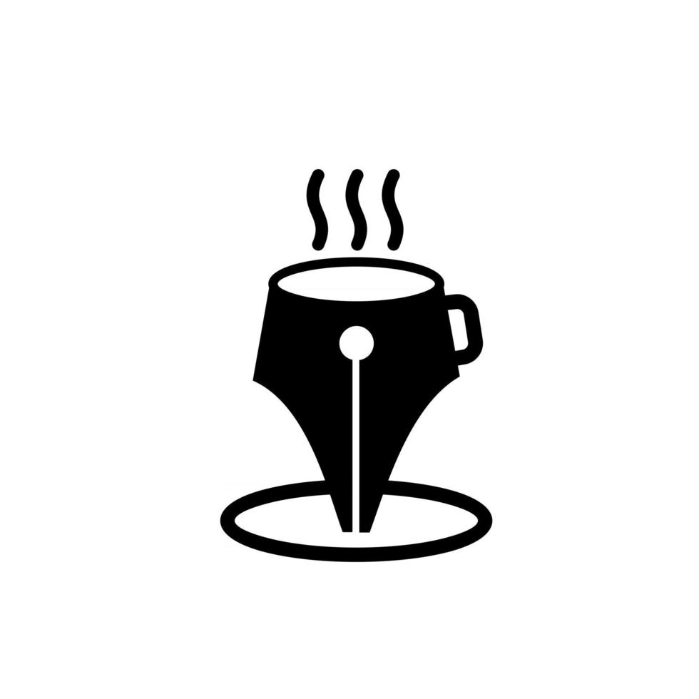 tempo di pausa ristorante cafe logo concetto penna come una tazza di caffè illustrazione vettoriale icona design