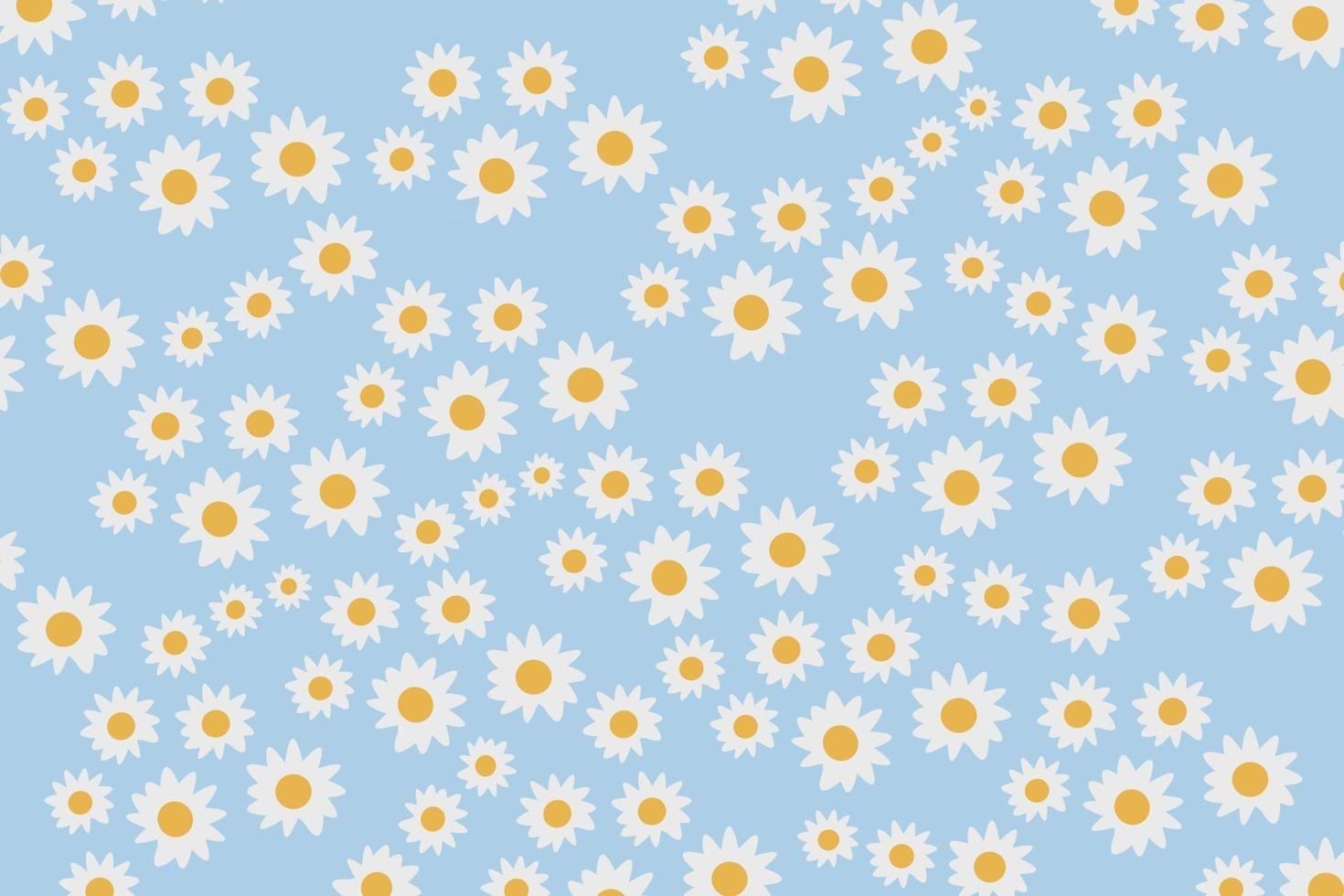 daisy bianco giallo fiore modello vettoriale illusione su sfondo blu floreale