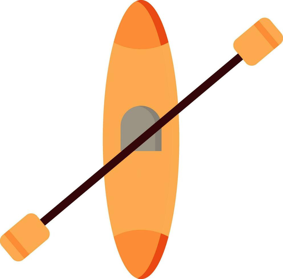 piatto stile kayak con remi icona su arancia colore. vettore
