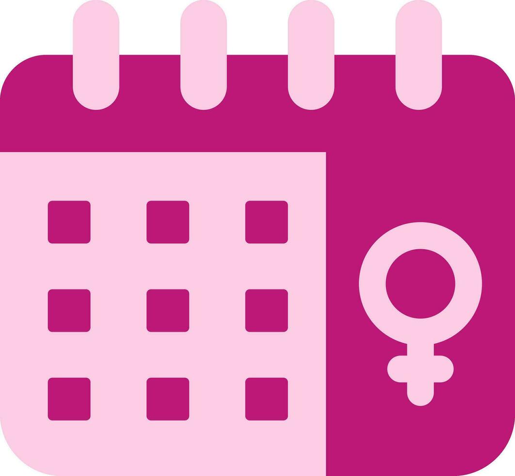 femmina simbolo calendario piatto icona nel rosa colore. vettore