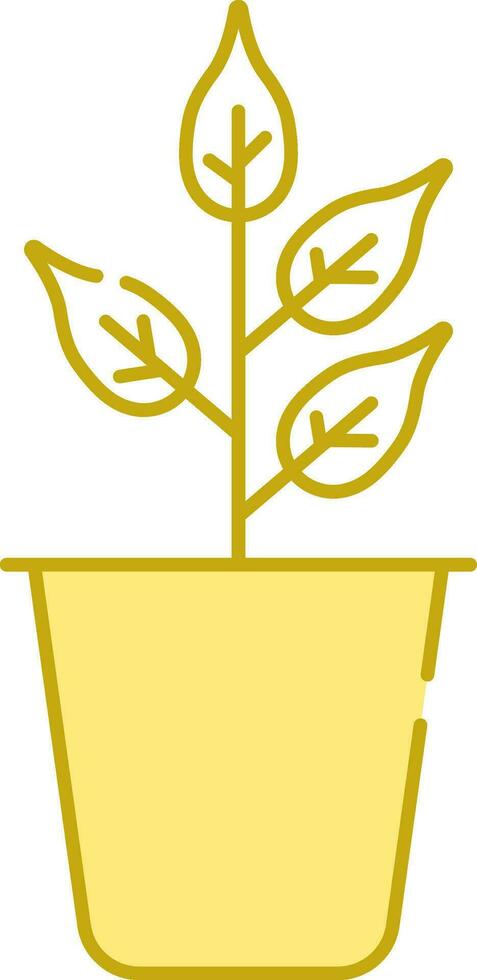 foglia pianta vaso piatto icona nel giallo colore. vettore