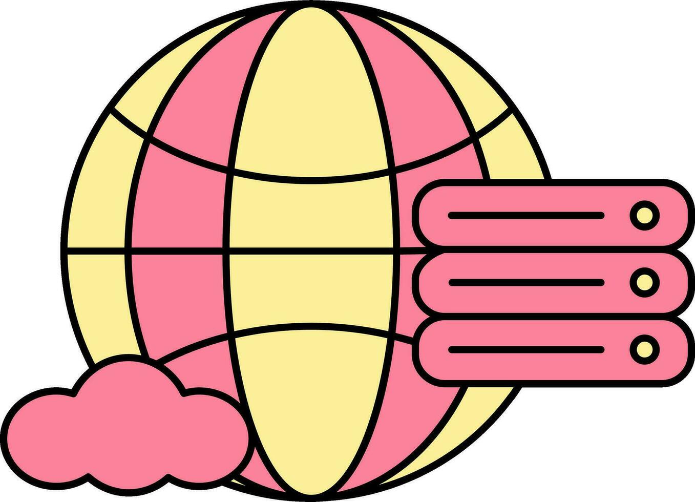 rosa e giallo globale server icona o simbolo. vettore