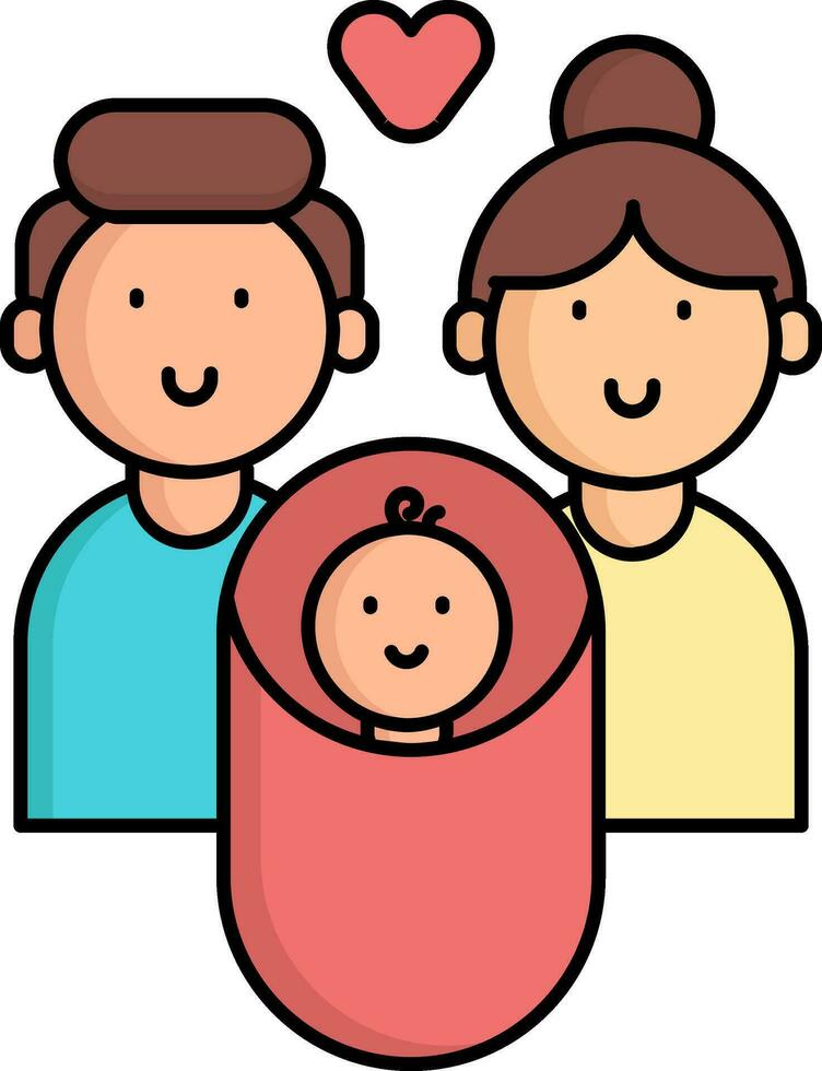 famiglia o genitori con bambino icona nel piatto stile. vettore